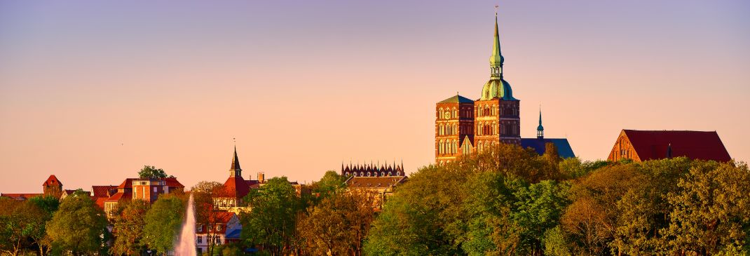 Sonnenuntergang in Stralsund.